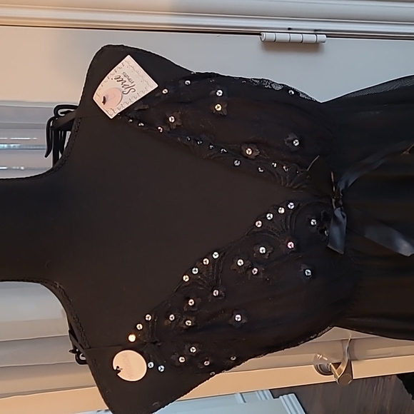 💕NWT Spree Intimates Women Mesh Triangle Cup Sequin Babydoll Set💕Size L - Picture 4 of 11